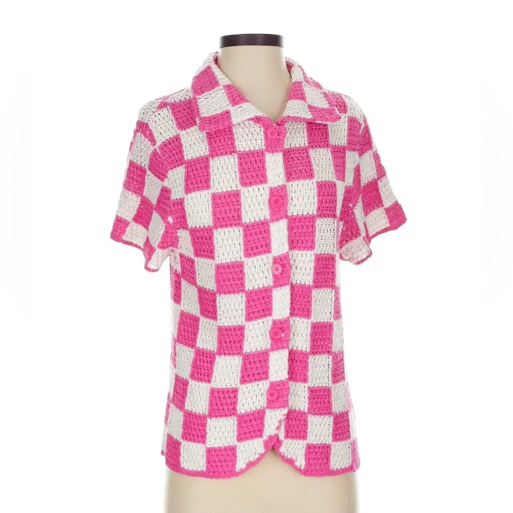 Frankie’s Bikinis Coco Crochet Button Up Shirt - Size XS